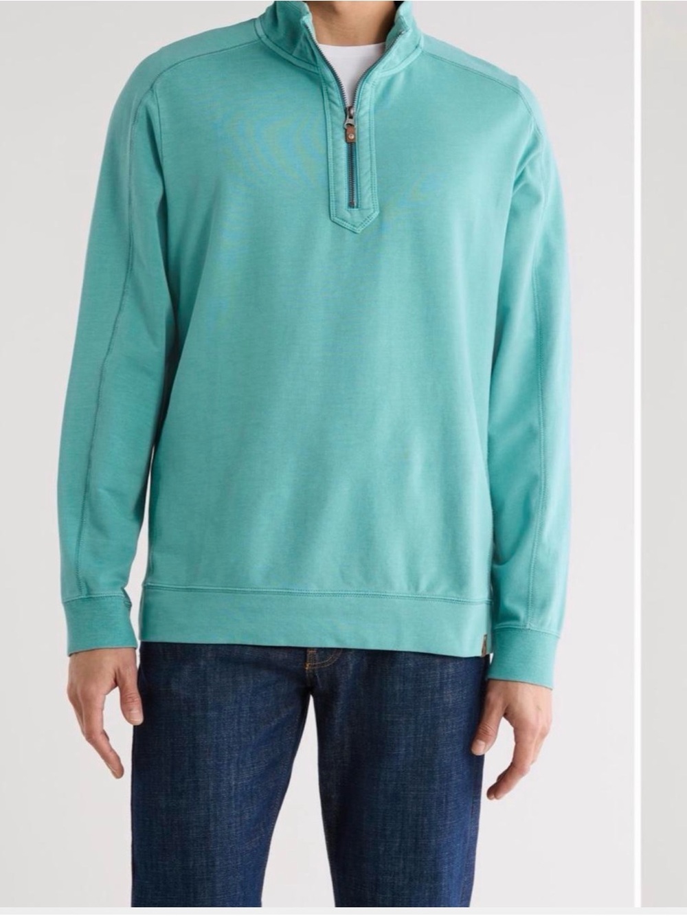 Tommy Bahama Men’s Ben & Terry Half Zip Teal Sweatshirt. Size XXL